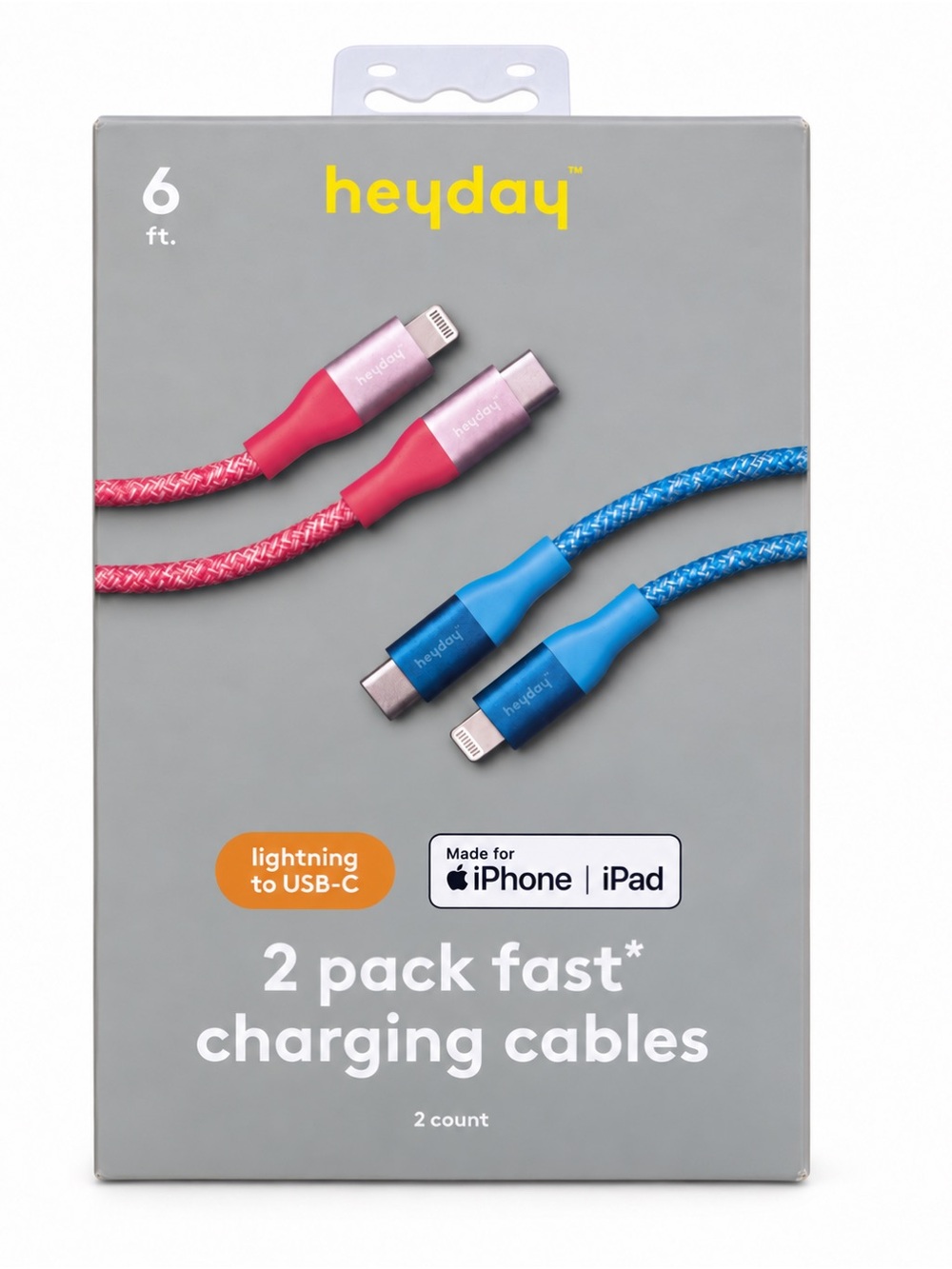 Heyday 6ft USB-C to Lightning Braided Charging Cable 2 Pack + Mystery Gift